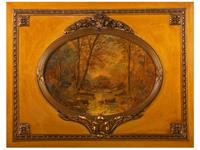 A Trumeau Mirror with Painted Landscape