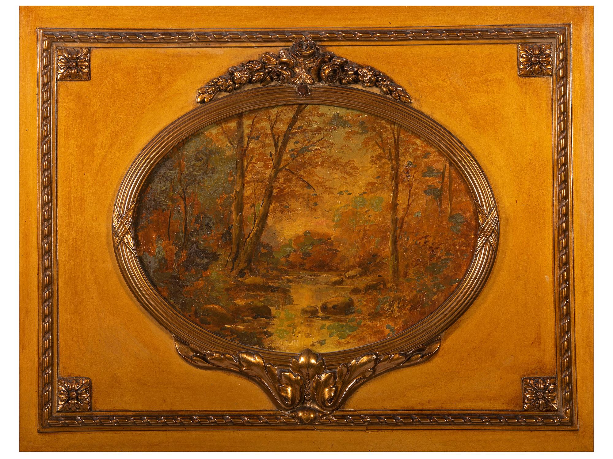 A Trumeau Mirror with Painted Landscape