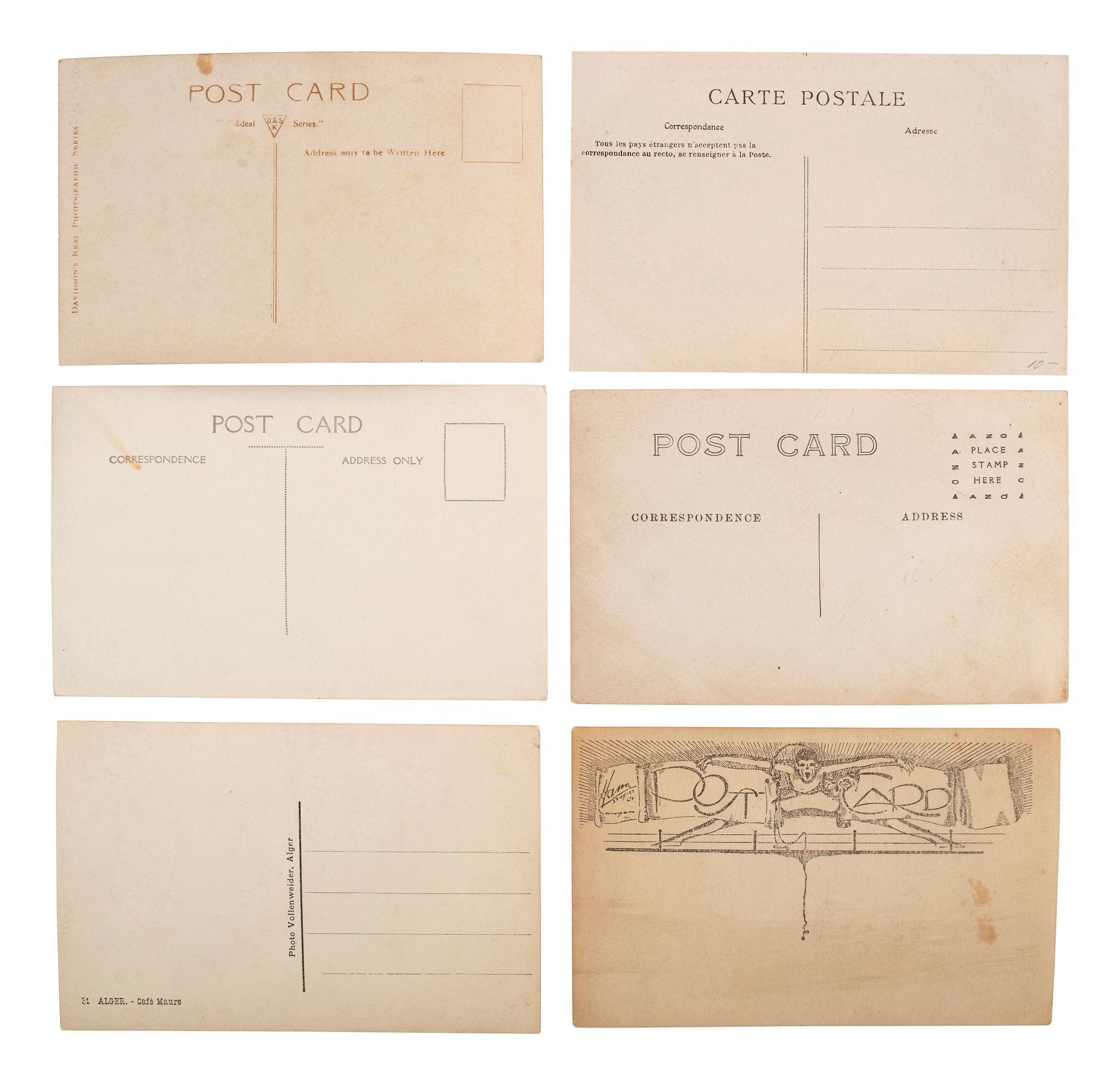 [EARLY PHOTOGRAPHY]. A group of 56 real photo postcards of performers and curious scenes and subjects from the United States and abroad, including: