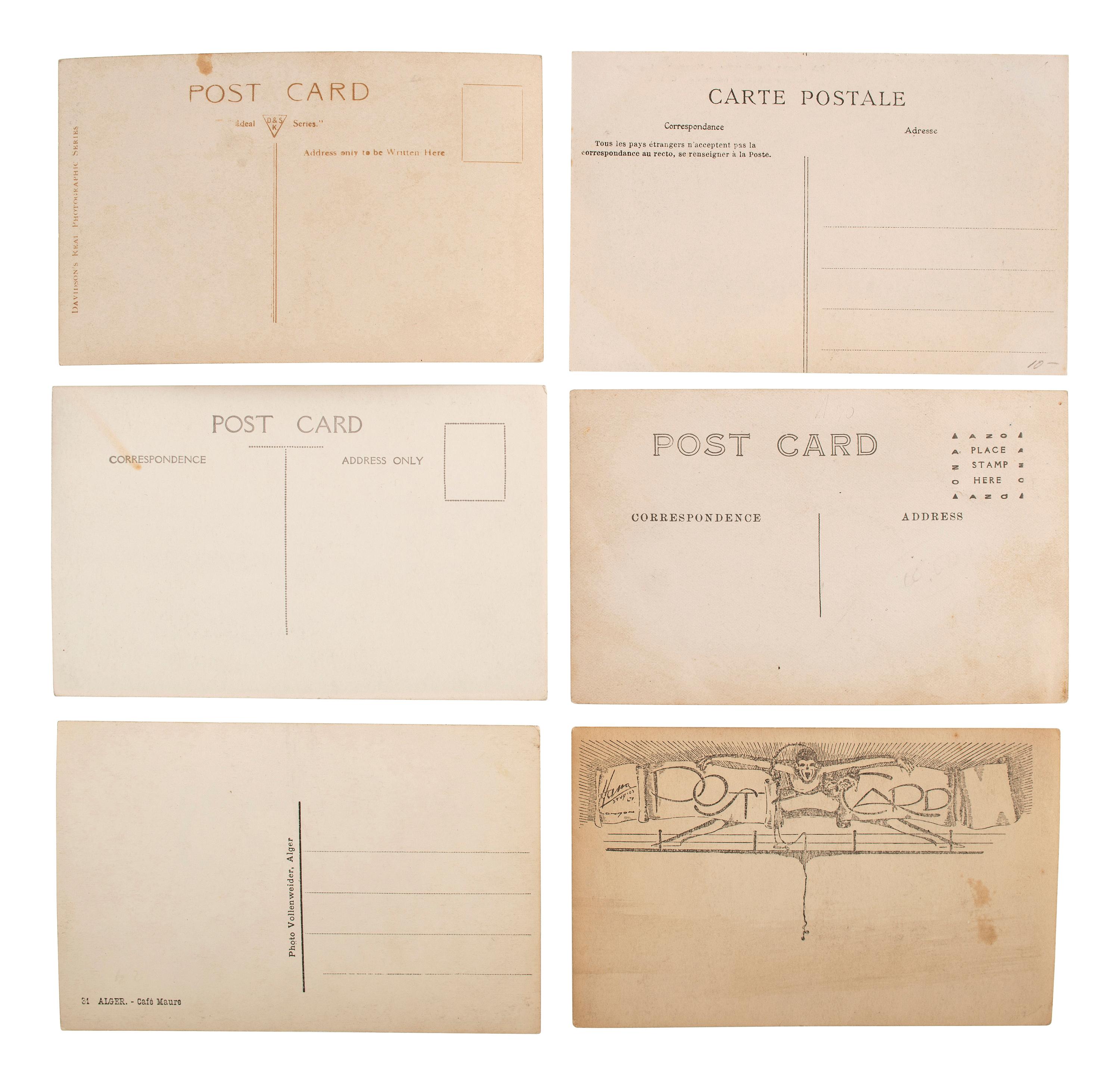 [EARLY PHOTOGRAPHY]. A group of 56 real photo postcards of performers and curious scenes and subjects from the United States and abroad, including: