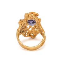 MODERNIST YELLOW GOLD, TANZANITE, AND DIAMOND RING
