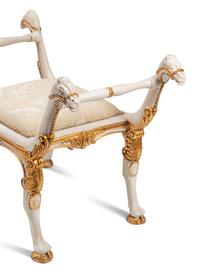 A Pair of Directoire Style White Painted and Parcel Gilt Benches
