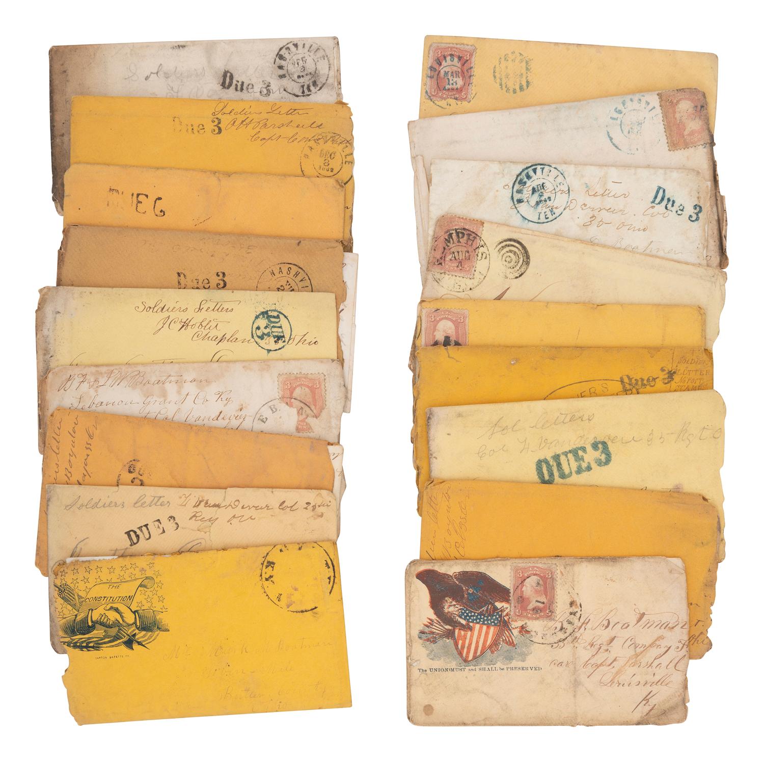 [CIVIL WAR]. Archive featuring the correspondence of brothers Benjamin, Isaac, and Jeremiah Boatman of Butler County, Ohio, enlistees in regiments of the Ohio Volunteer Infantry.