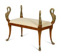 An Italian Neoclassical Parcel Gilt Fruitwood Bench