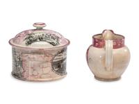 A Sunderland Luster 'Mariner's Compass / Iron Bridge' Cream and Sugar
