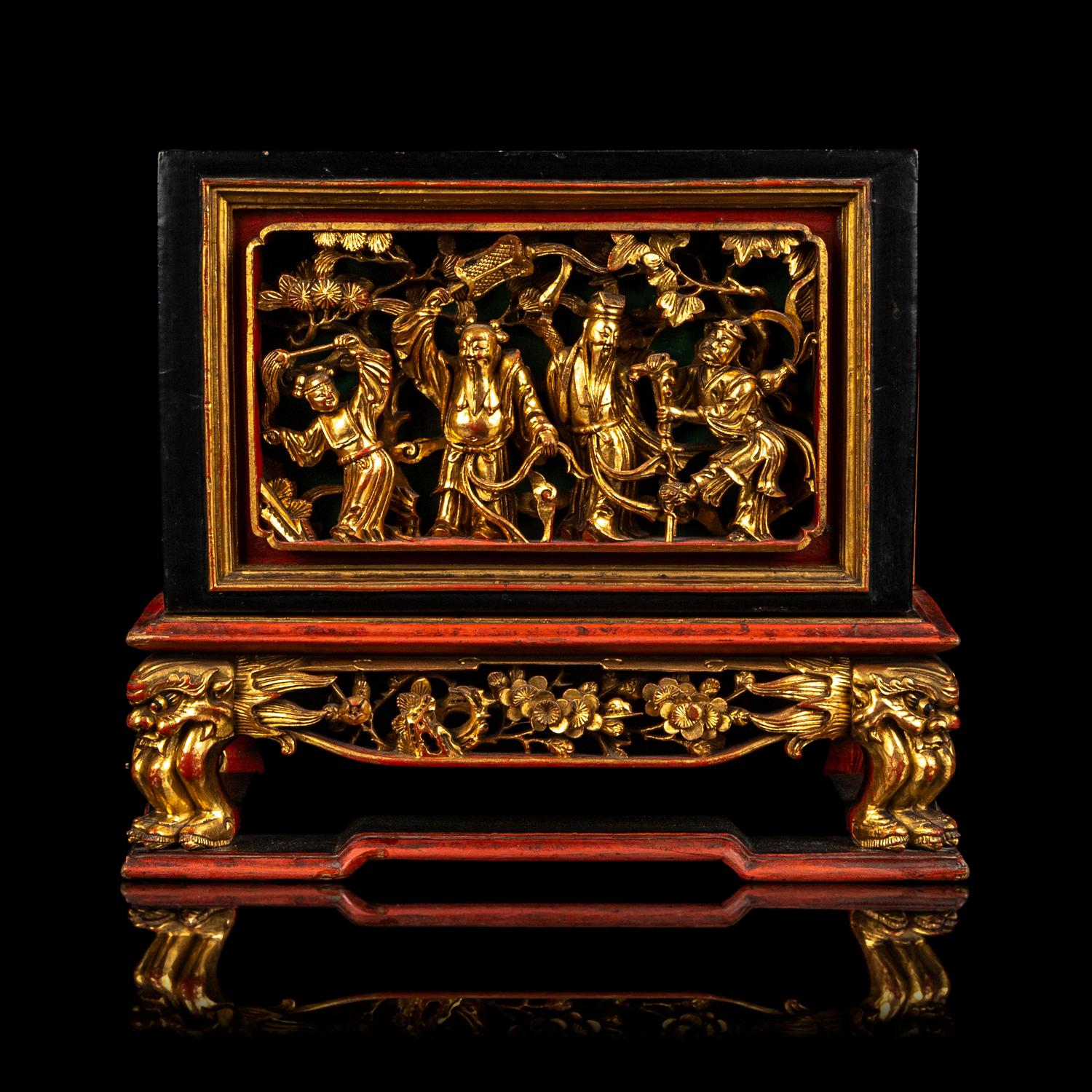 A Chinese Gilt and Red Lacquered Chest