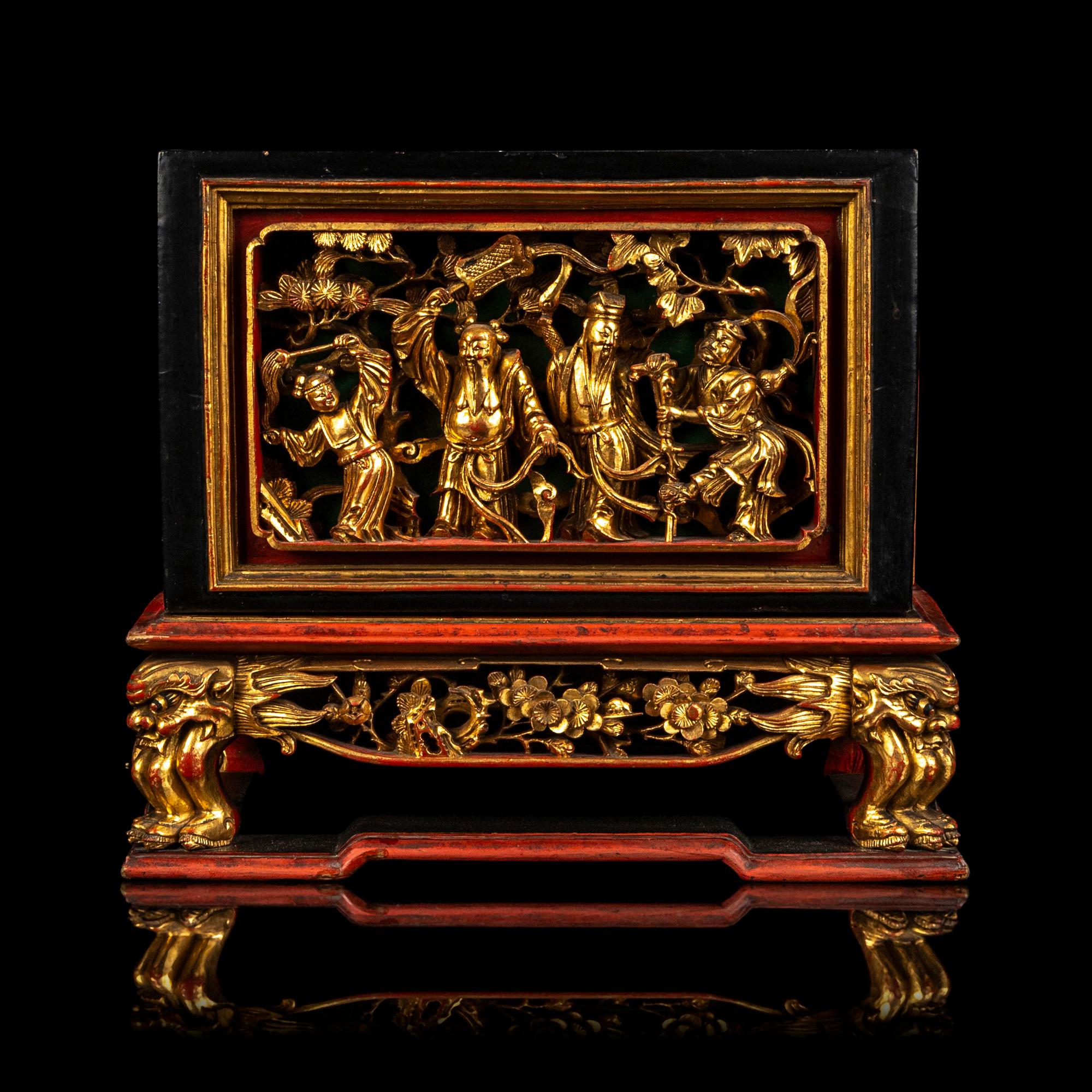 A Chinese Gilt and Red Lacquered Chest