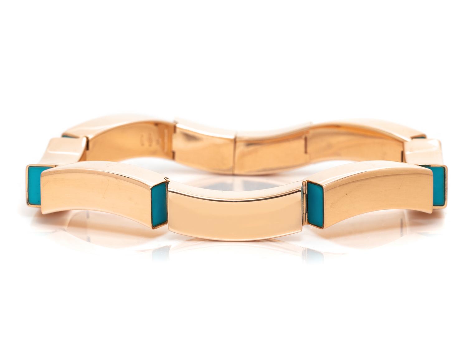 VHERNIER, ROSE GOLD AND TURQUOISE ‘VENTO’ BRACELET