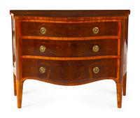 A George III Style Mahogany and Marquetry Chest of Drawers
