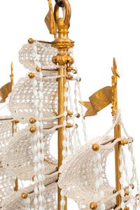 A Louis XVI Style Gilt Bronze and Cut Glass "Ship" Chandelier