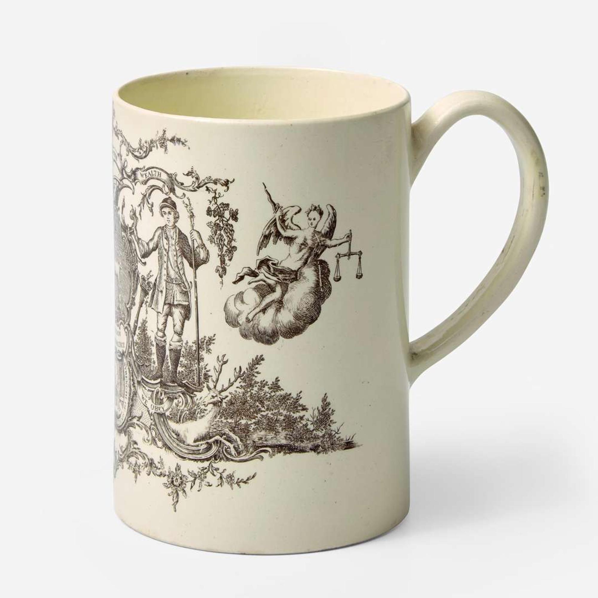 A Wedgwood Transfer-Printed Queensware Mug UK, 1760s