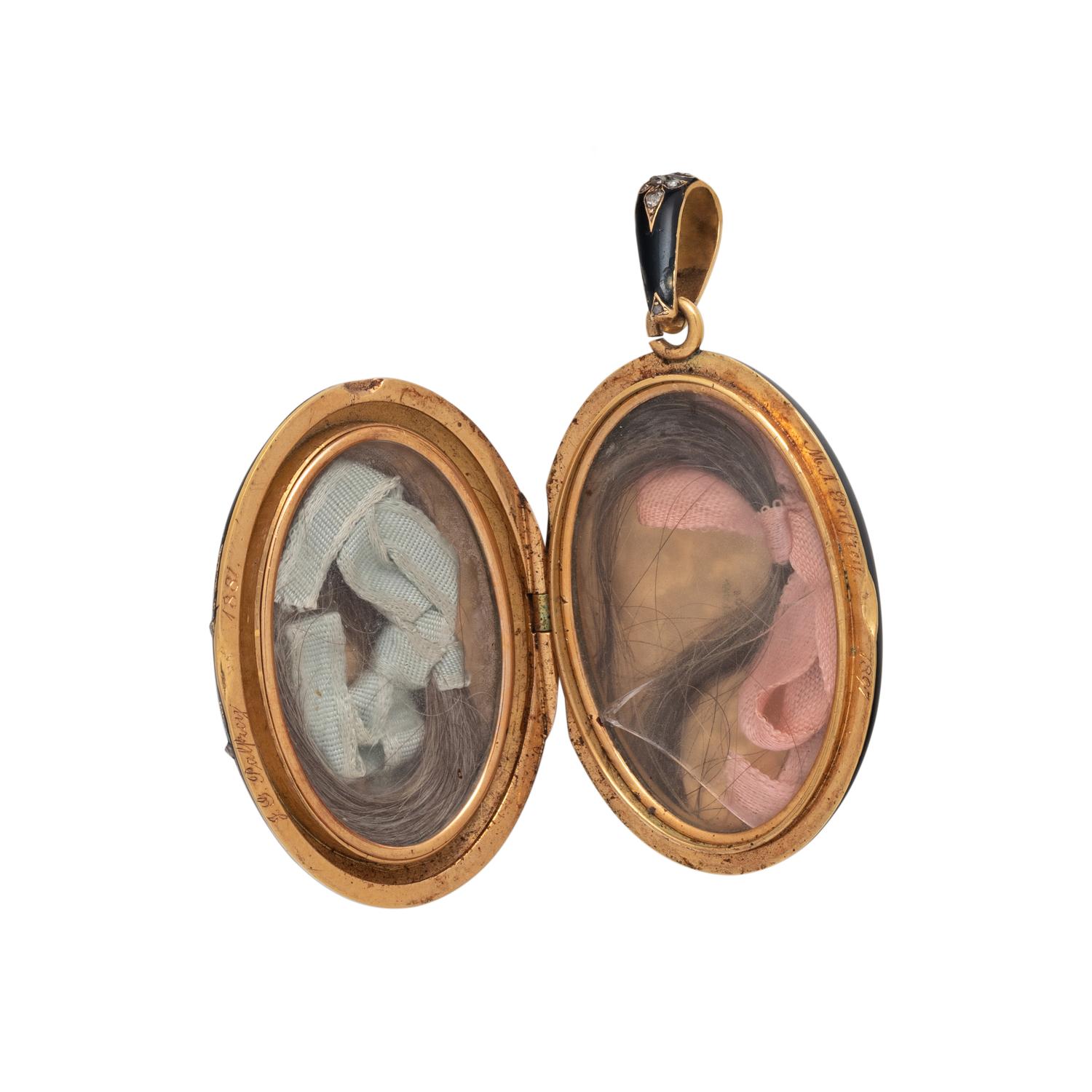 TIFFANY & CO., VICTORIAN, ENAMEL AND DIAMOND LOCKET