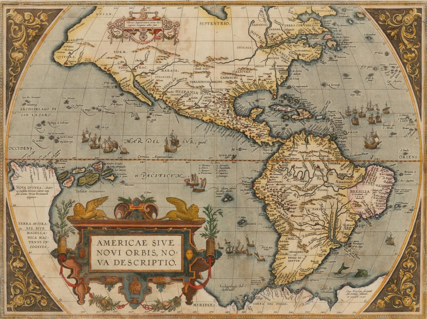 [Map]. Ortelius, Abraham (1527-1598). Americae Sive Novi Orbis, Nova Descriptio . Antwerp, 1608-1612.