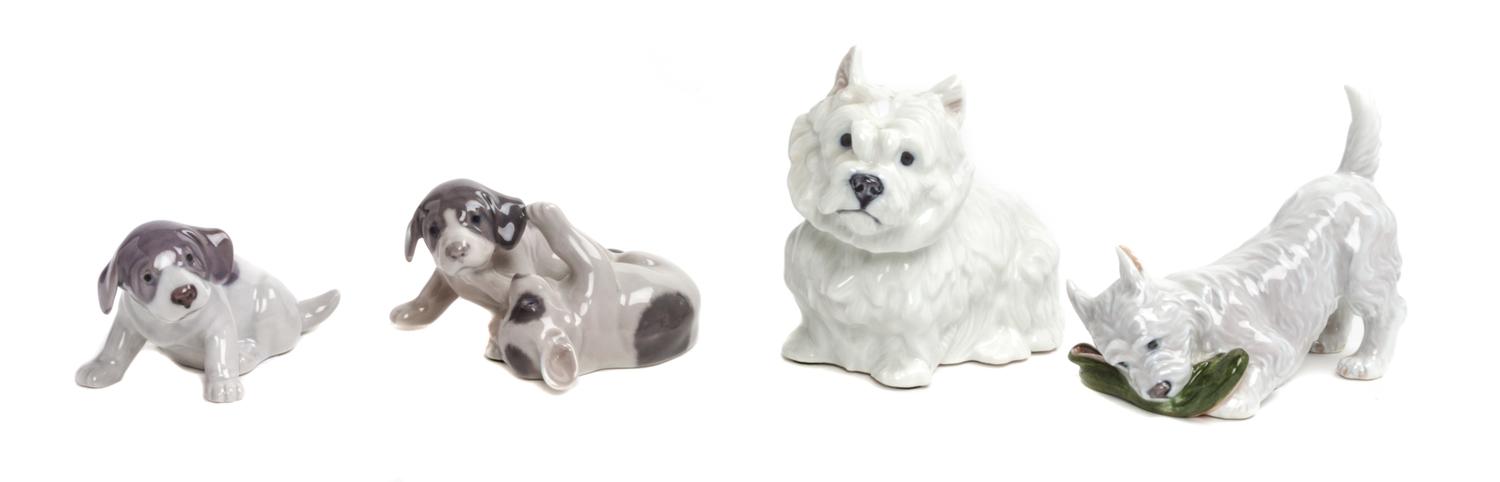 A Group of Four Royal Copenhagen Porcelain Figures Width of widest 4 3/4 inches. — 20TH CENTURY