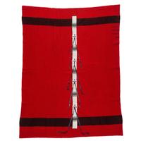 Sioux Beaded Hide Blanket Strip, on Red Trade Wool