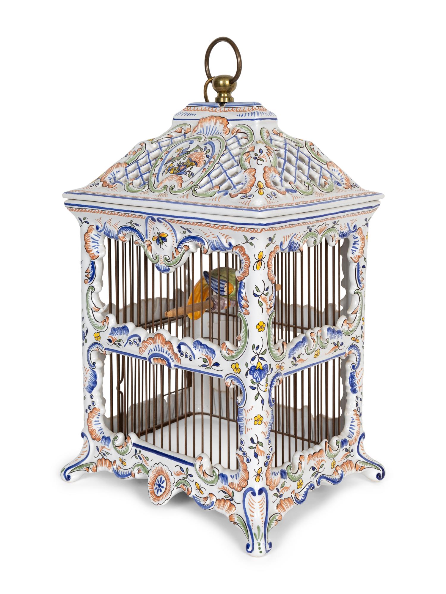 A French Faience Bird Cage