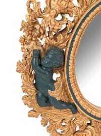 An Italian Baroque Style Gilt Mirror with Ebonized Cherubs