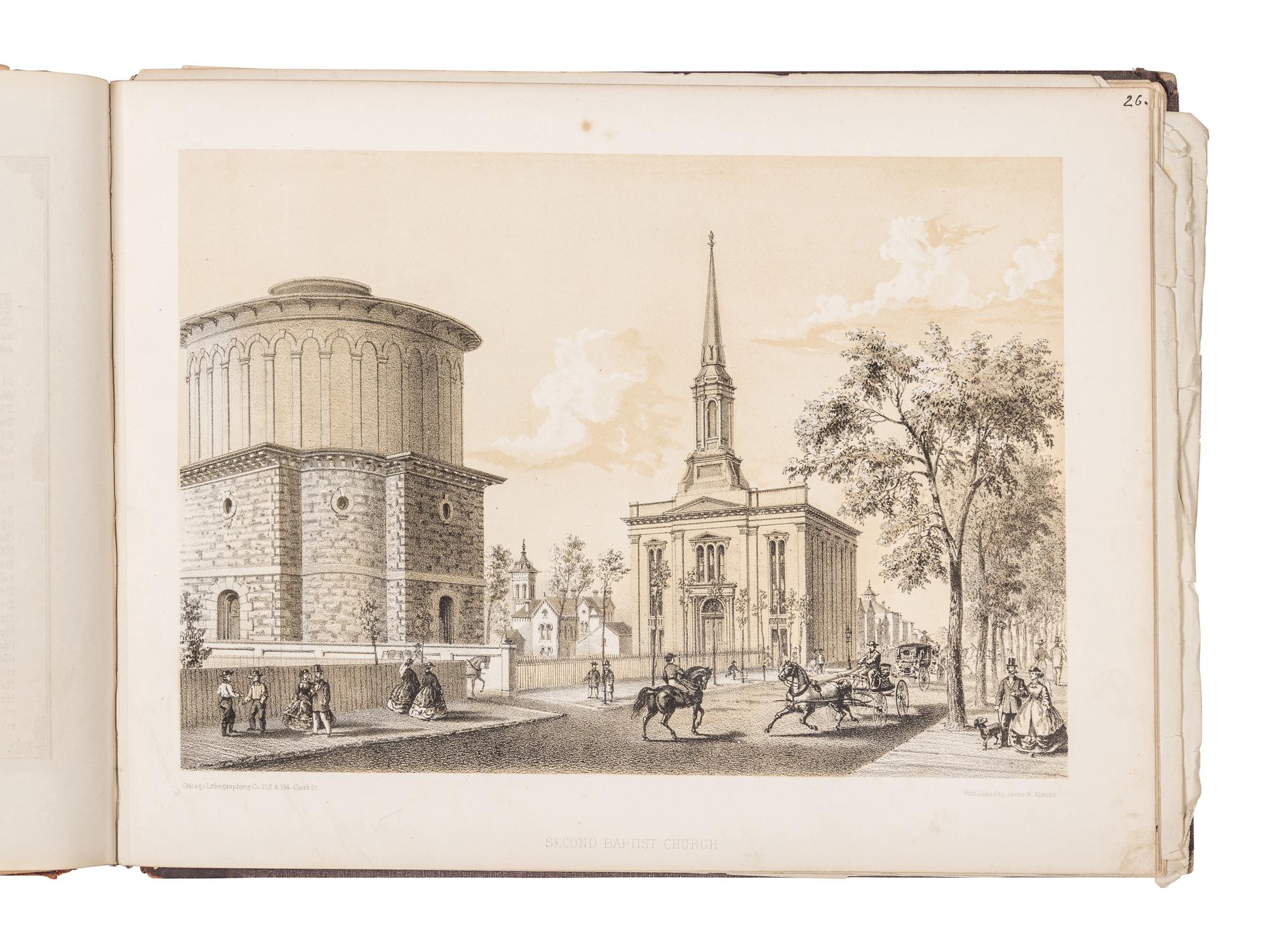 [CHICAGO]. KURZ, Louis (1834-1921). A group of 8 prints from Chicago Illustrated depicting pre-fire Chicago. Chicago: Jevne & Almini, 1866