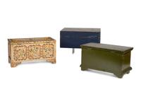 Three Folk Art Painted Wood Boxes