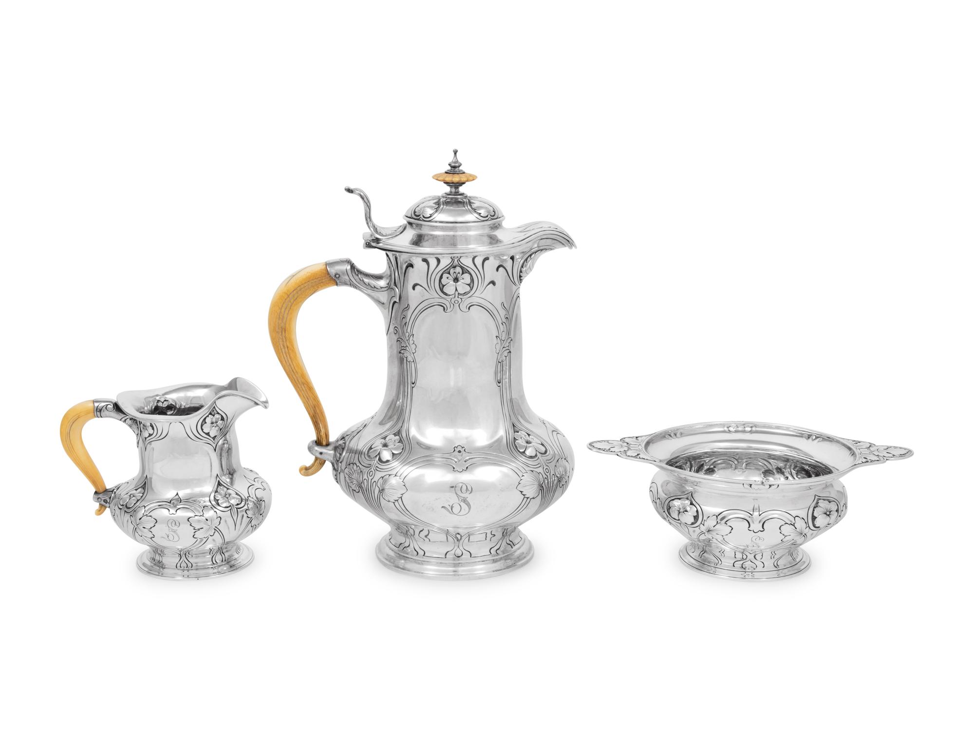 A Gorham Athenic Silver Four Piece Tea Service