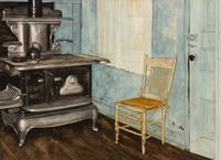 American Artist, Kitchen Interior, watercolor