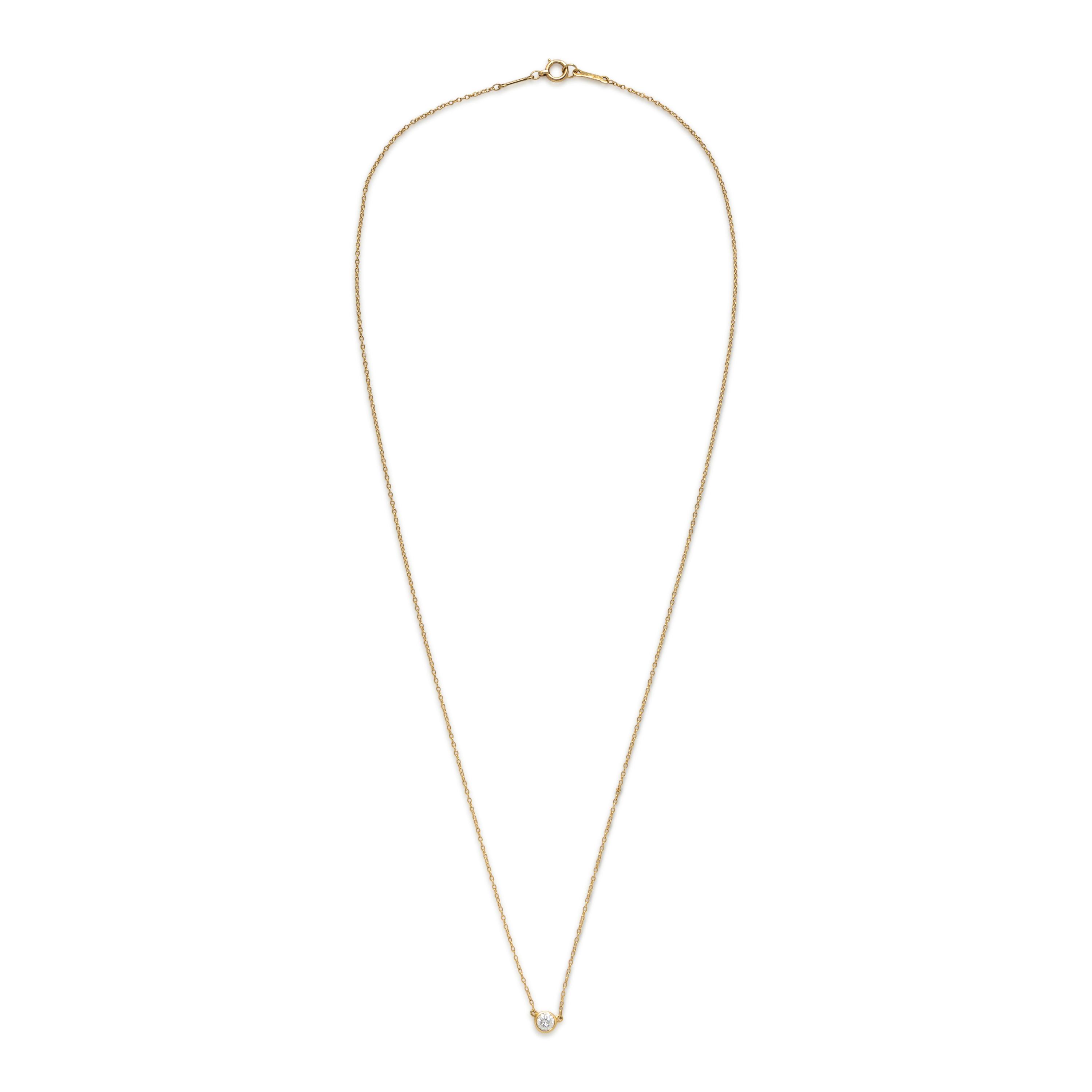 Tiffany & Co., Elsa Peretti, 'Diamonds by the Yard', Yellow Gold and Diamond Solitaire Necklace