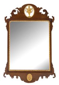 A George III Parcel Gilt Mahogany Tablet Mirror Height 37 x width 21 inches. — EARLY 19TH CENTURY