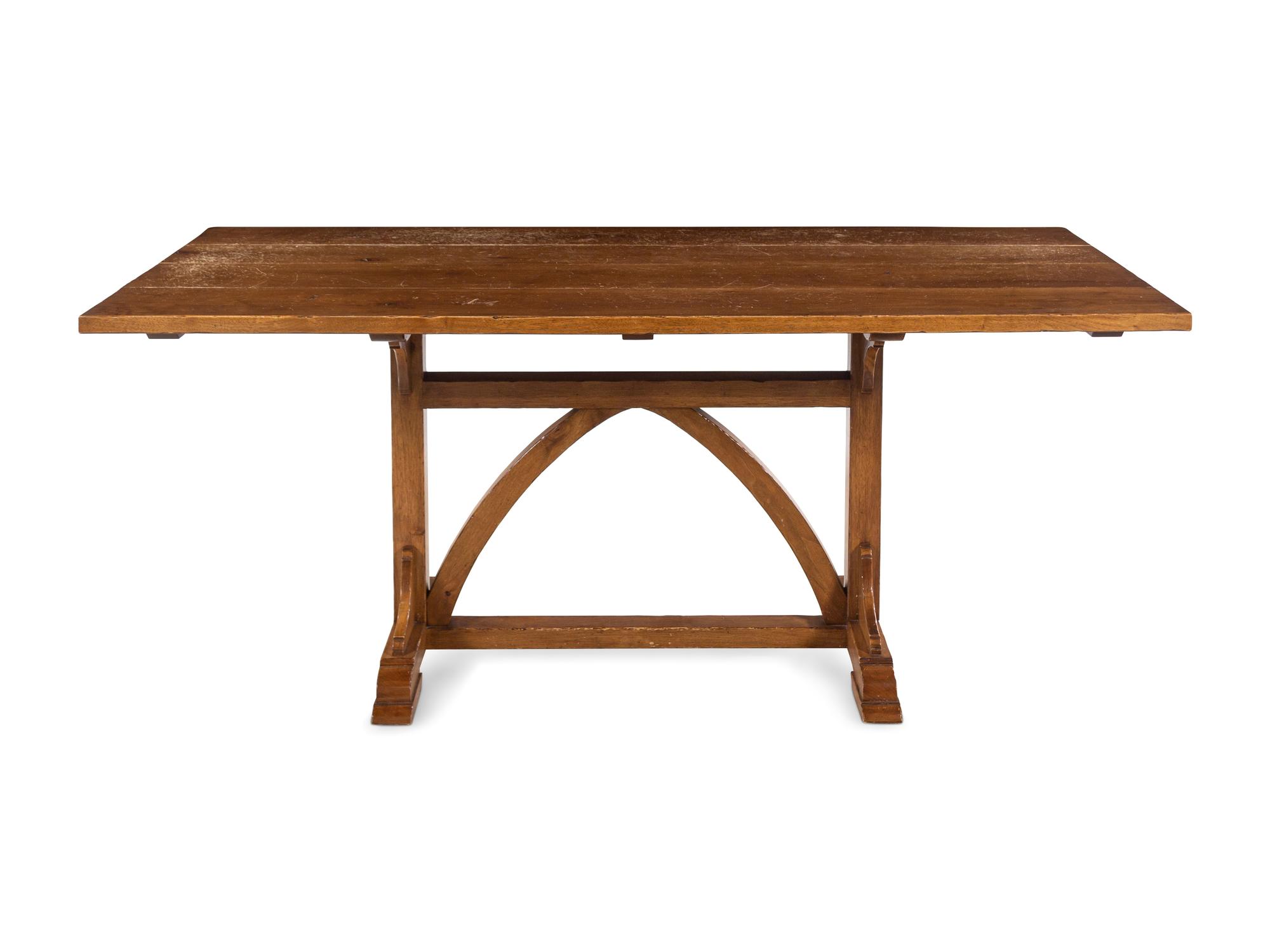A French Provincial Style Walnut Trestle Table