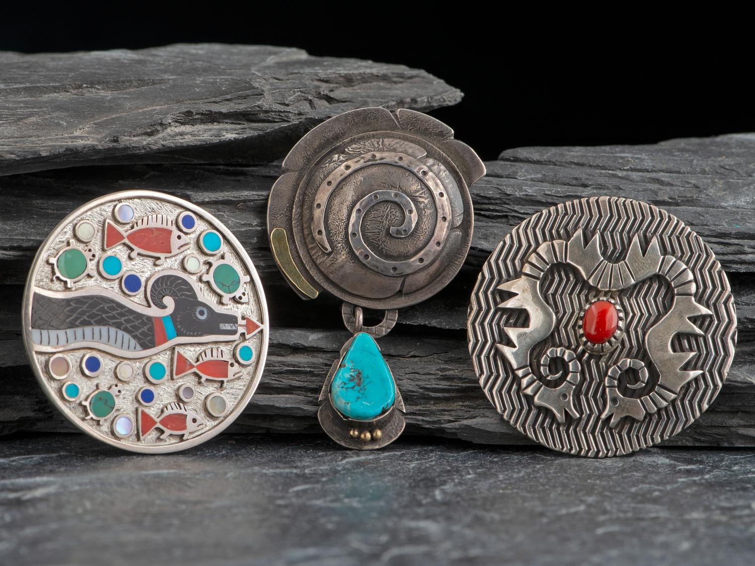 Navajo, Zuni, and Cochiti Pins/Pendants