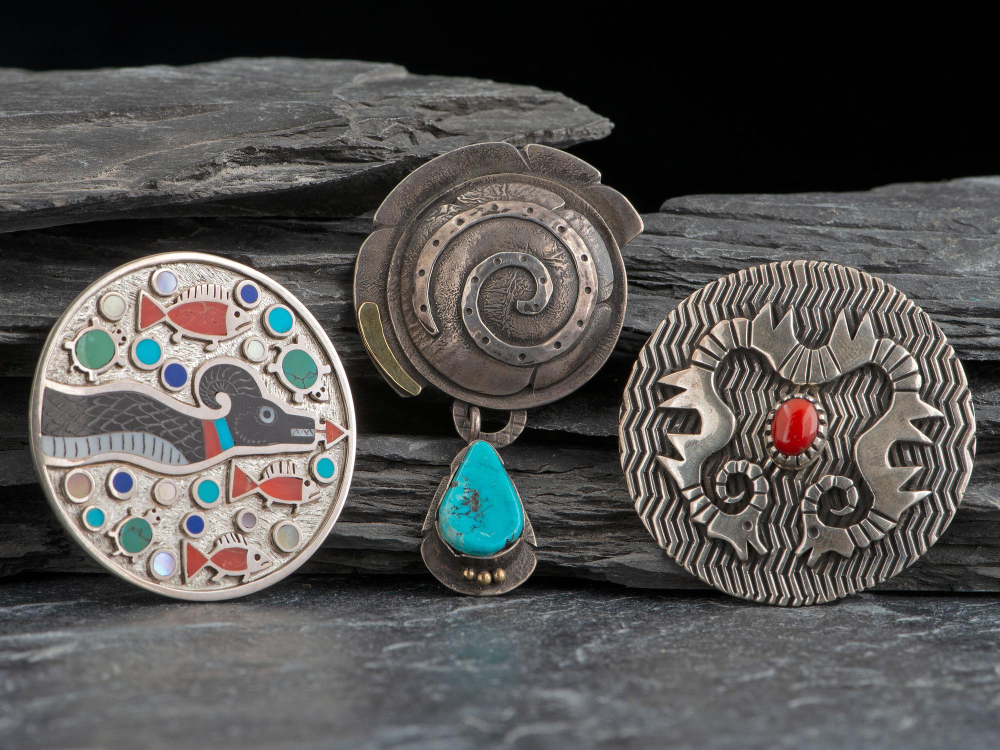 Navajo, Zuni, and Cochiti Pins/Pendants