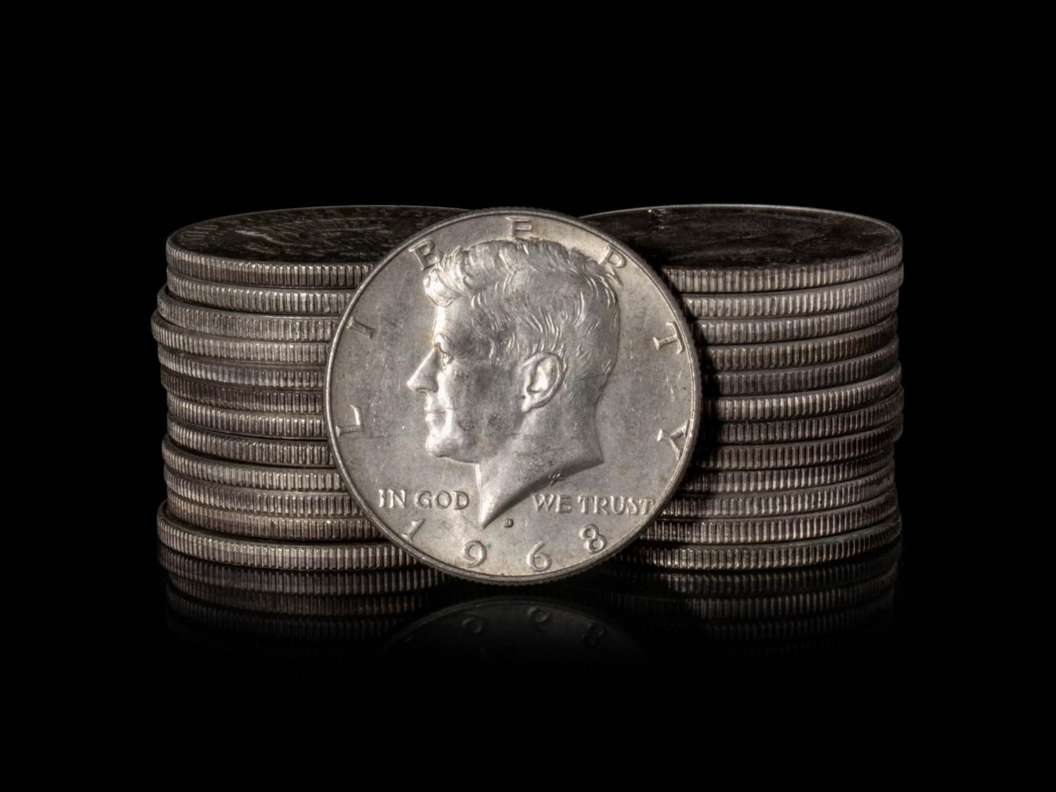 A Group of Twenty-Five Pre-1971 John F. Kennedy 50c Coins