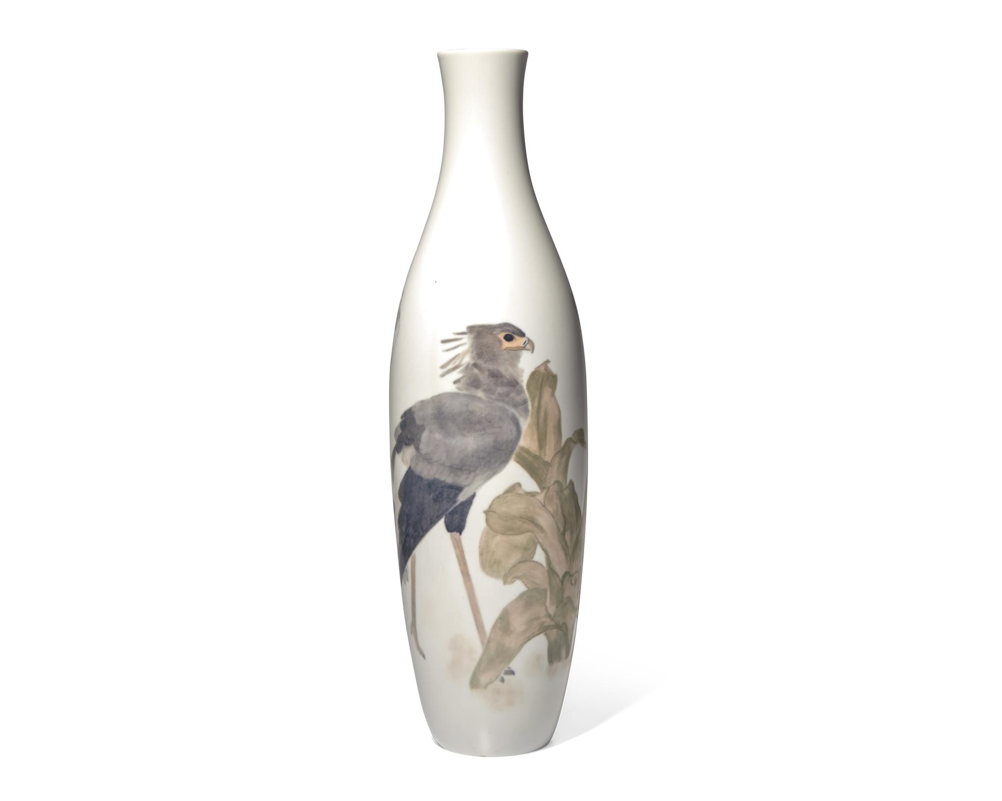 A Royal Copenhagen Porcelain 'Secretary Bird' Floor Vase
