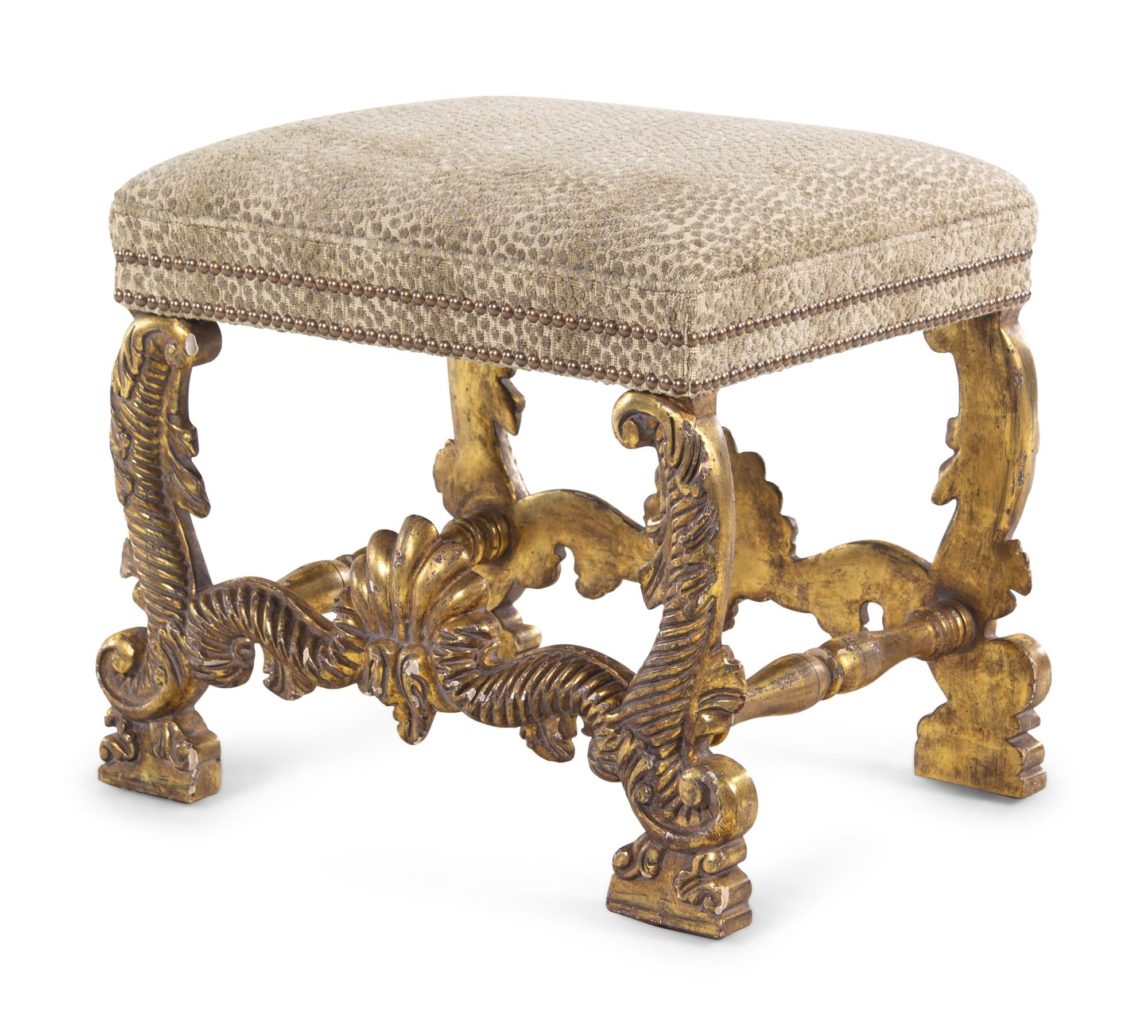 An Italian Baroque Style Giltwood Stool