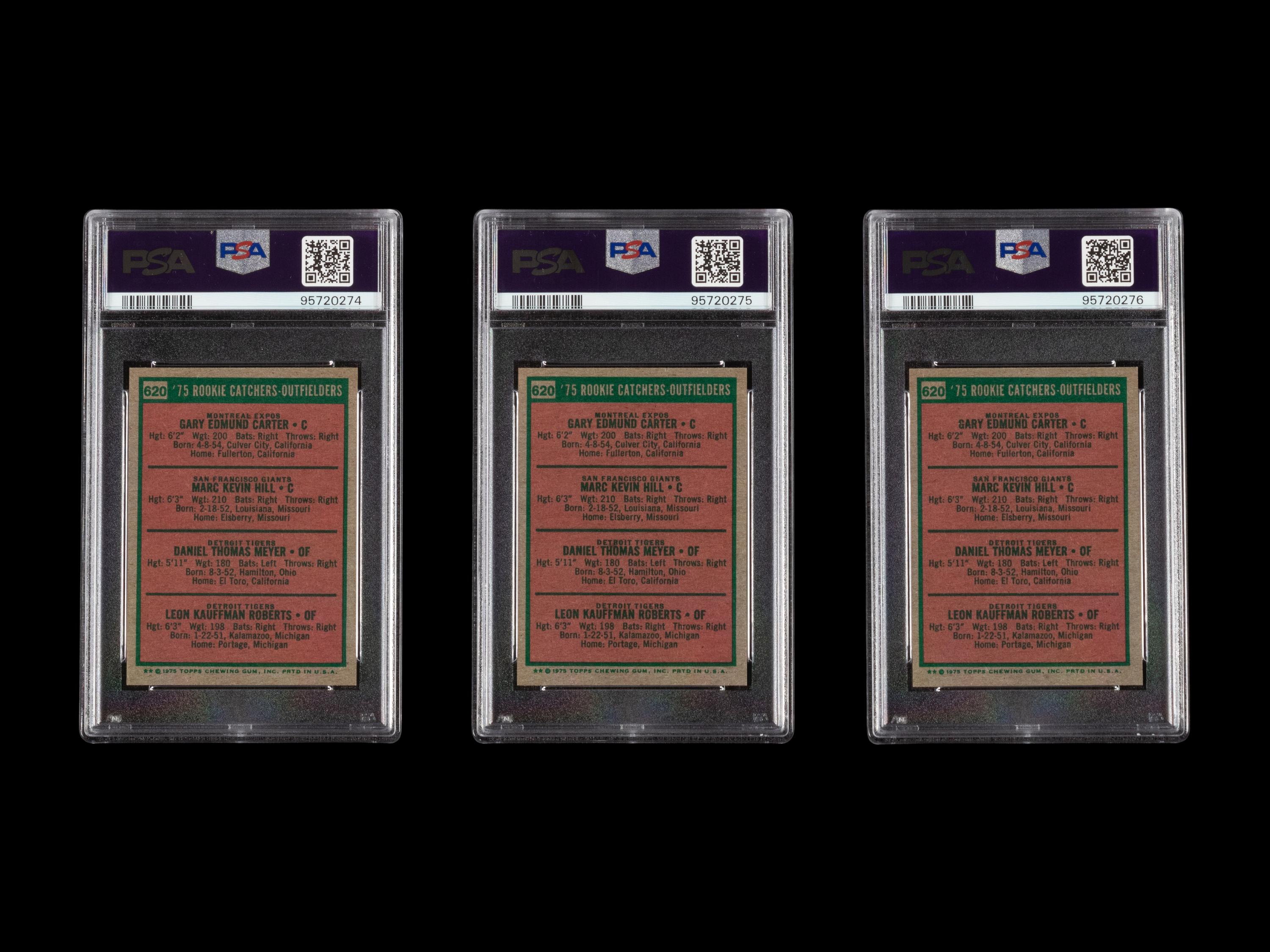 A Group of Three 1975 Topps Mini Gary Carter Rookie Baseball Cards (PSA 8 NM-MT)