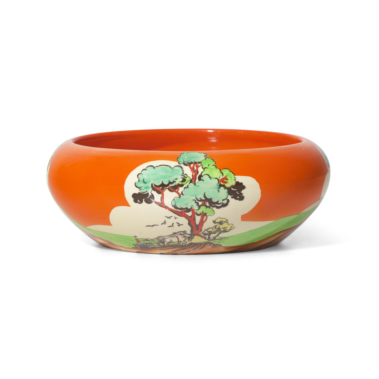 A Newport Countryside Painted Pottery Bowl