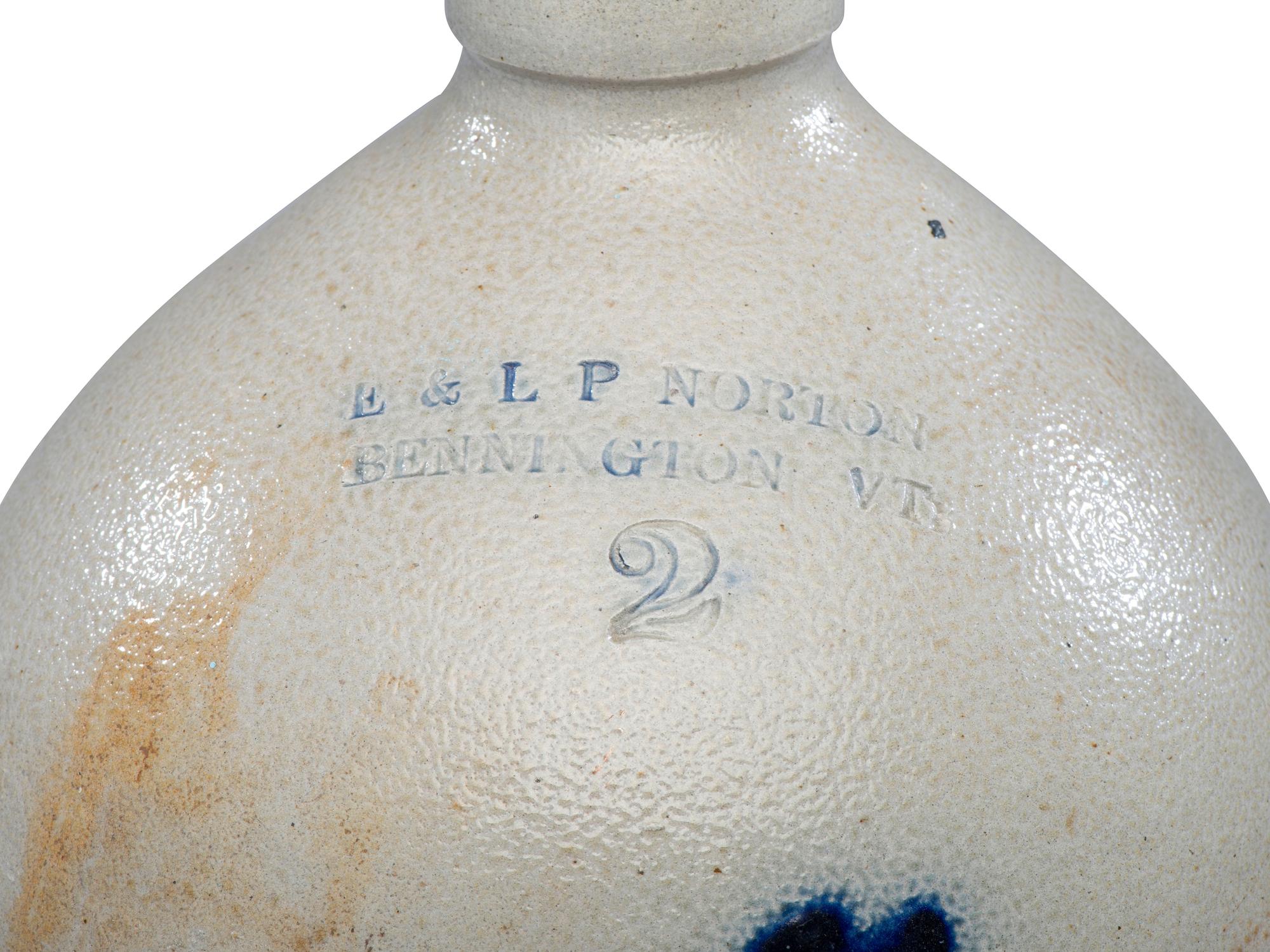 Two Two-Gallon Cobalt-Decorated Stoneware Jugs