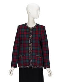 Chanel, Plaid Cashmere Knit Cardigan