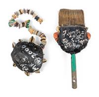 Untitled (Brush Head), 1996 and Untitled (Bottle Cap Flower Talisman), 2000 (two works)