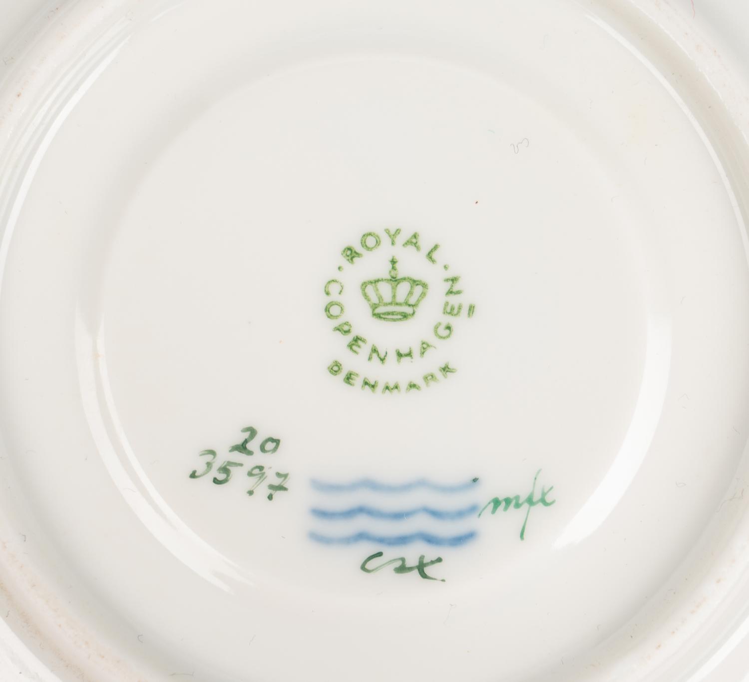 A Set of Twenty-Nine Royal Copenhagen Flora Danica Porcelain Cups and Saucers