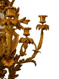 A Set of Four Louis XVI Style Gilt Bronze Five-Light Sconces