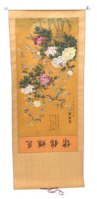A Southeast Asian Hand Painted Accordian Book Length 15 1/2 inches. — 20TH CENTURY
