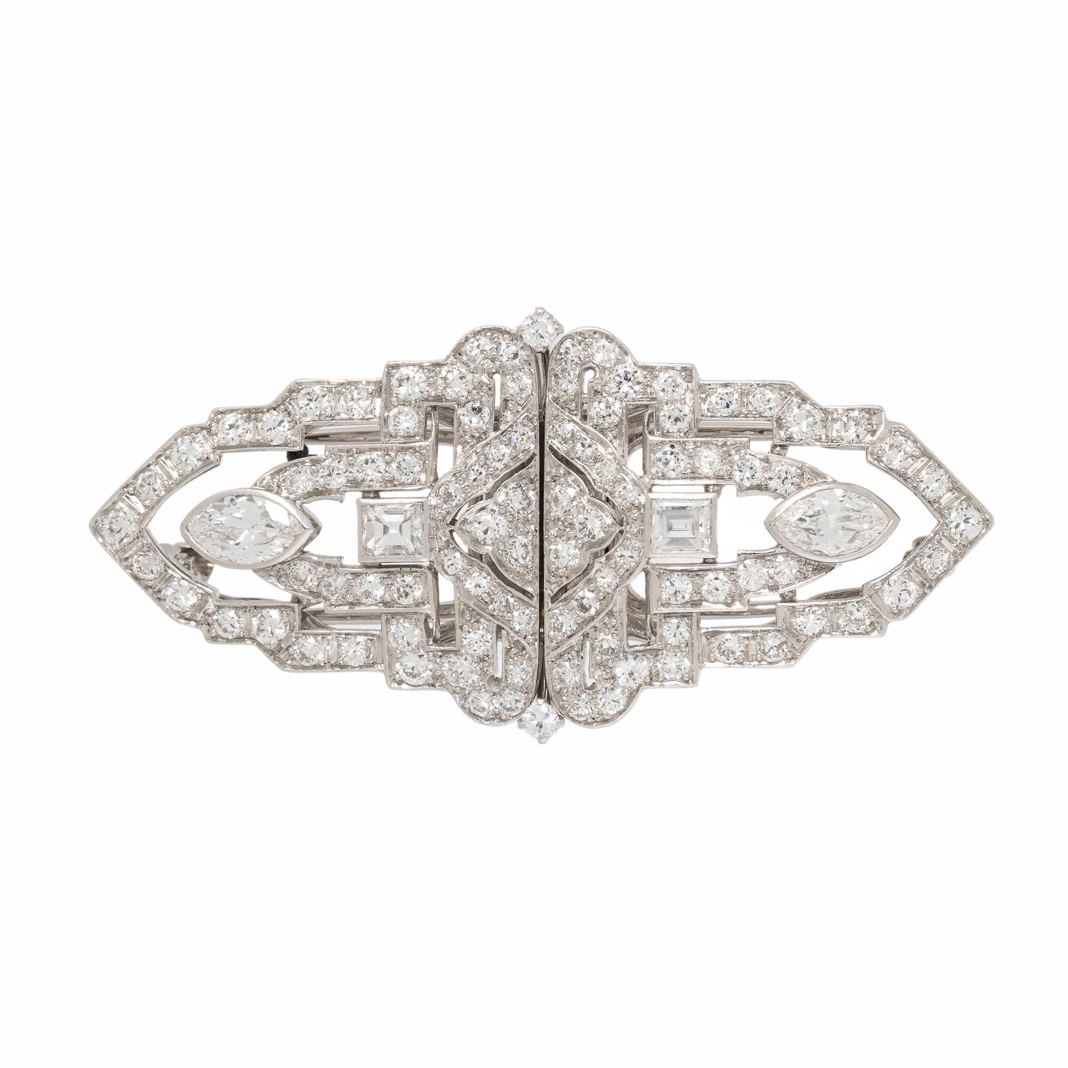 Art Deco, Diamond and Platinum Convertible Dress Clips