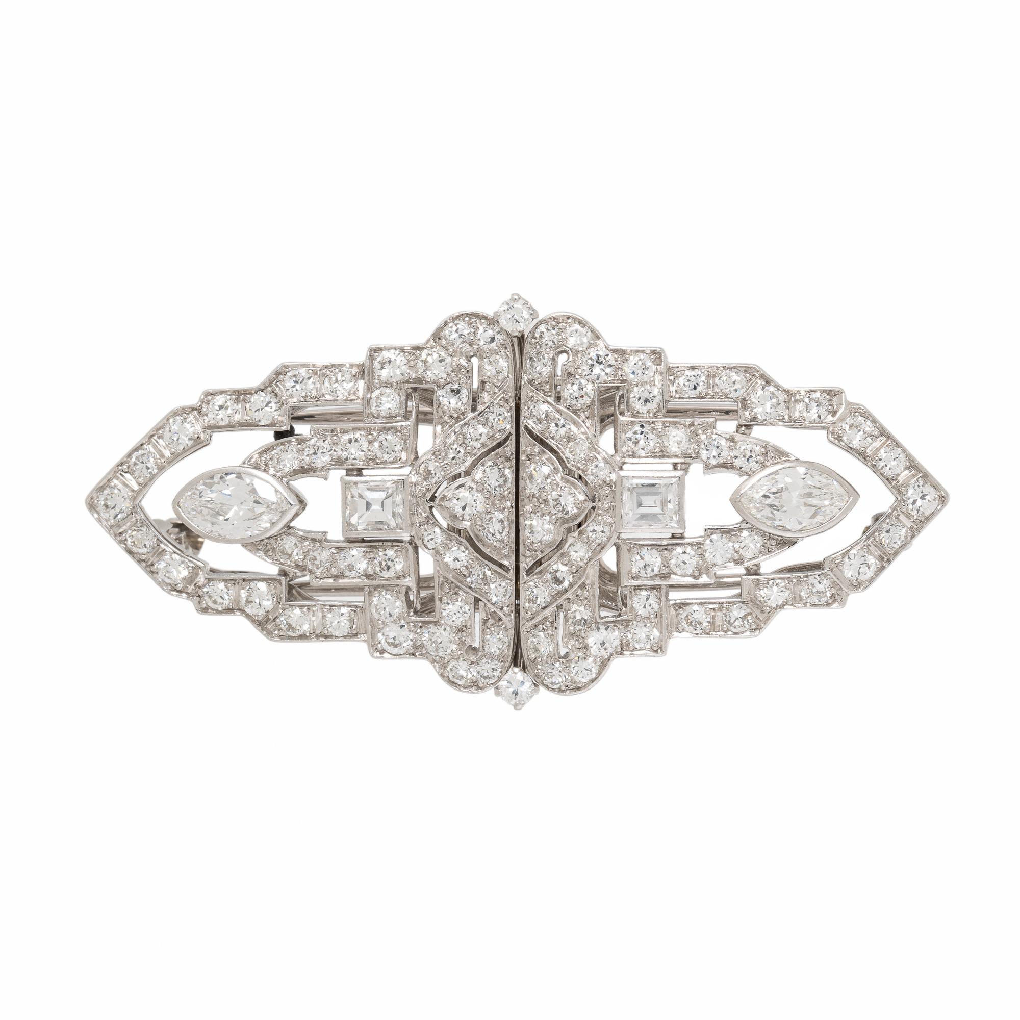 Art Deco, Diamond and Platinum Convertible Dress Clips