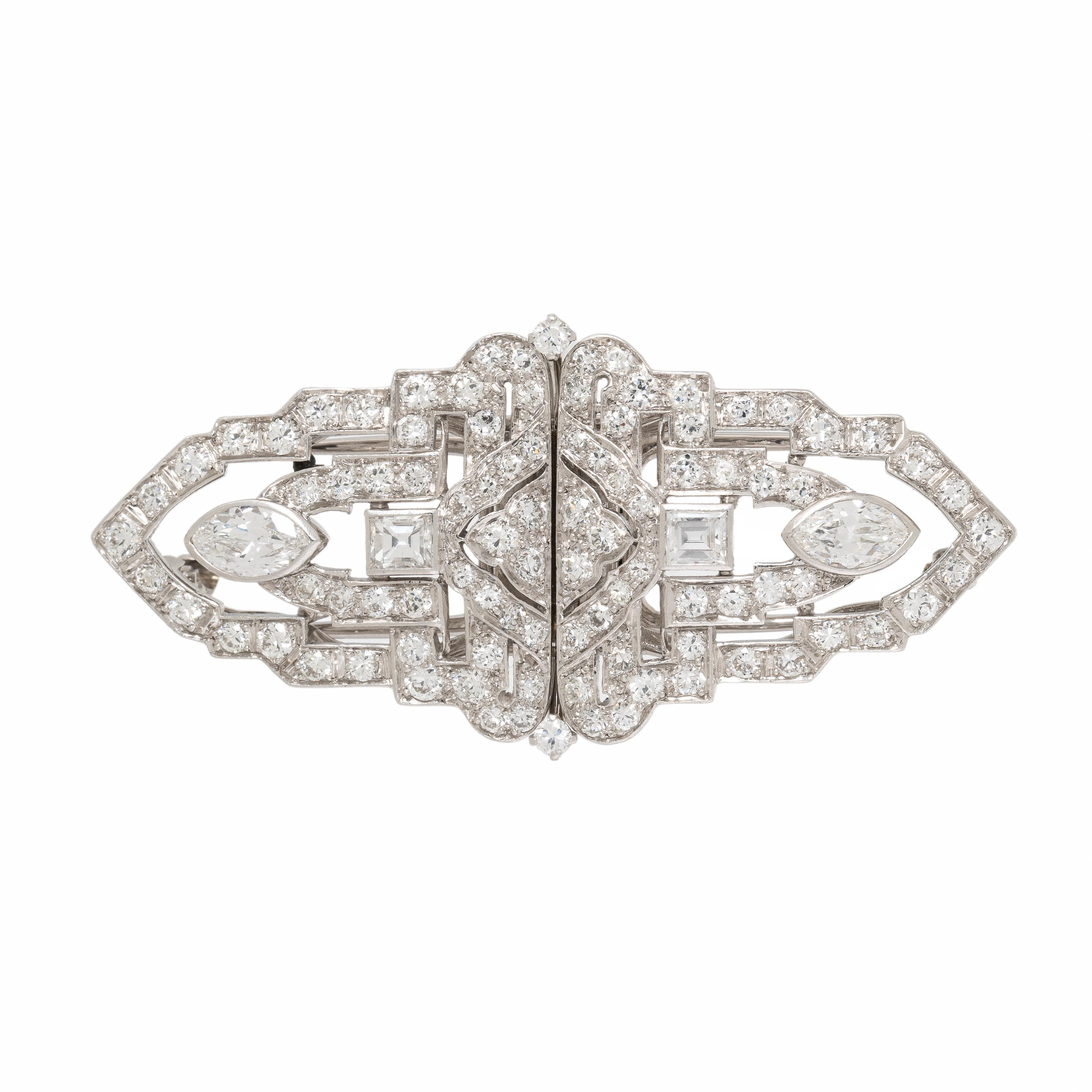 Art Deco, Diamond and Platinum Convertible Dress Clips