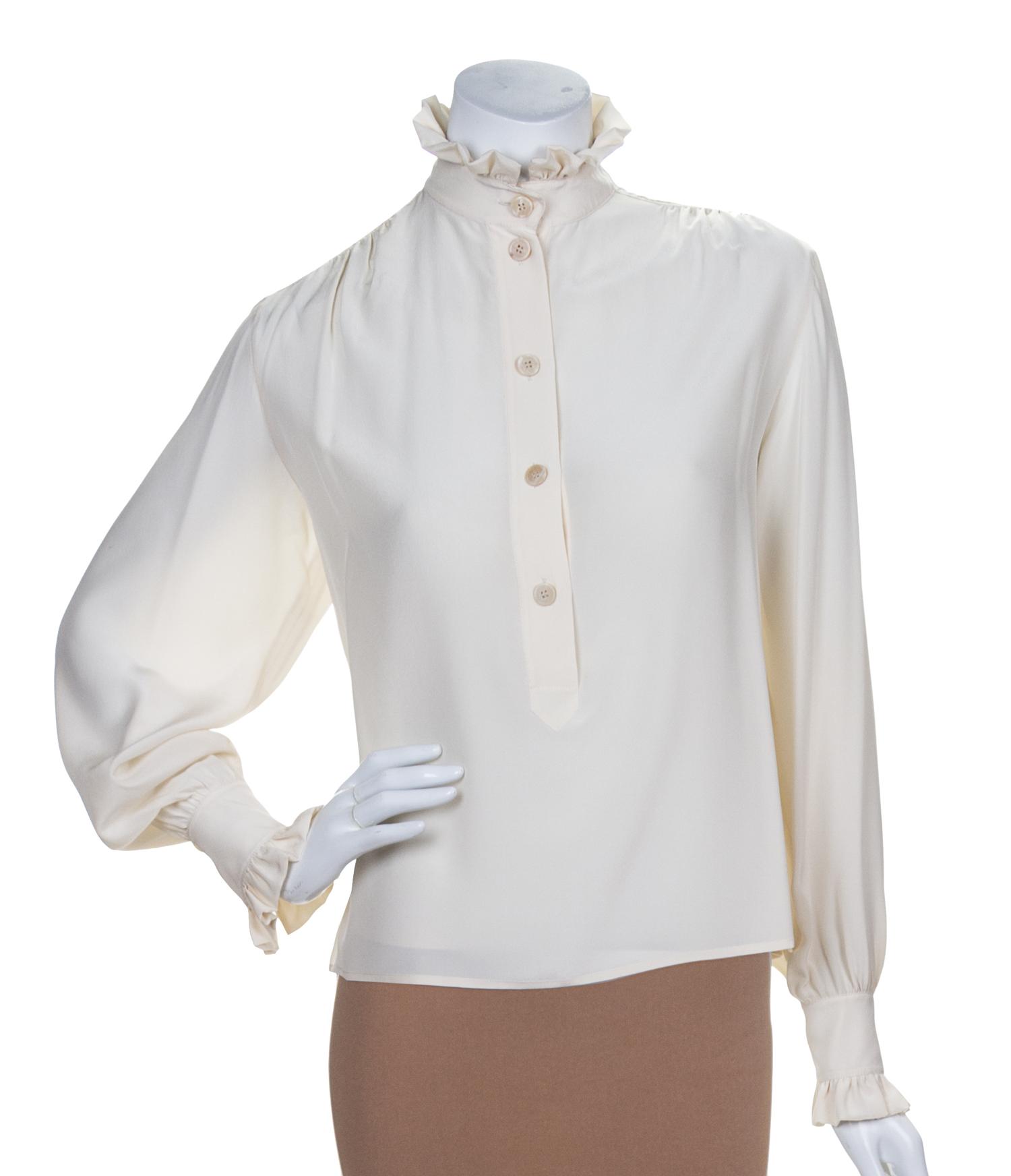 A Chloe Cream Silk Blouse, Size 42.