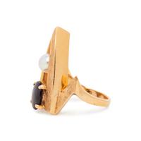 STAR SAPPHIRE AND CULTURED PEARL RING