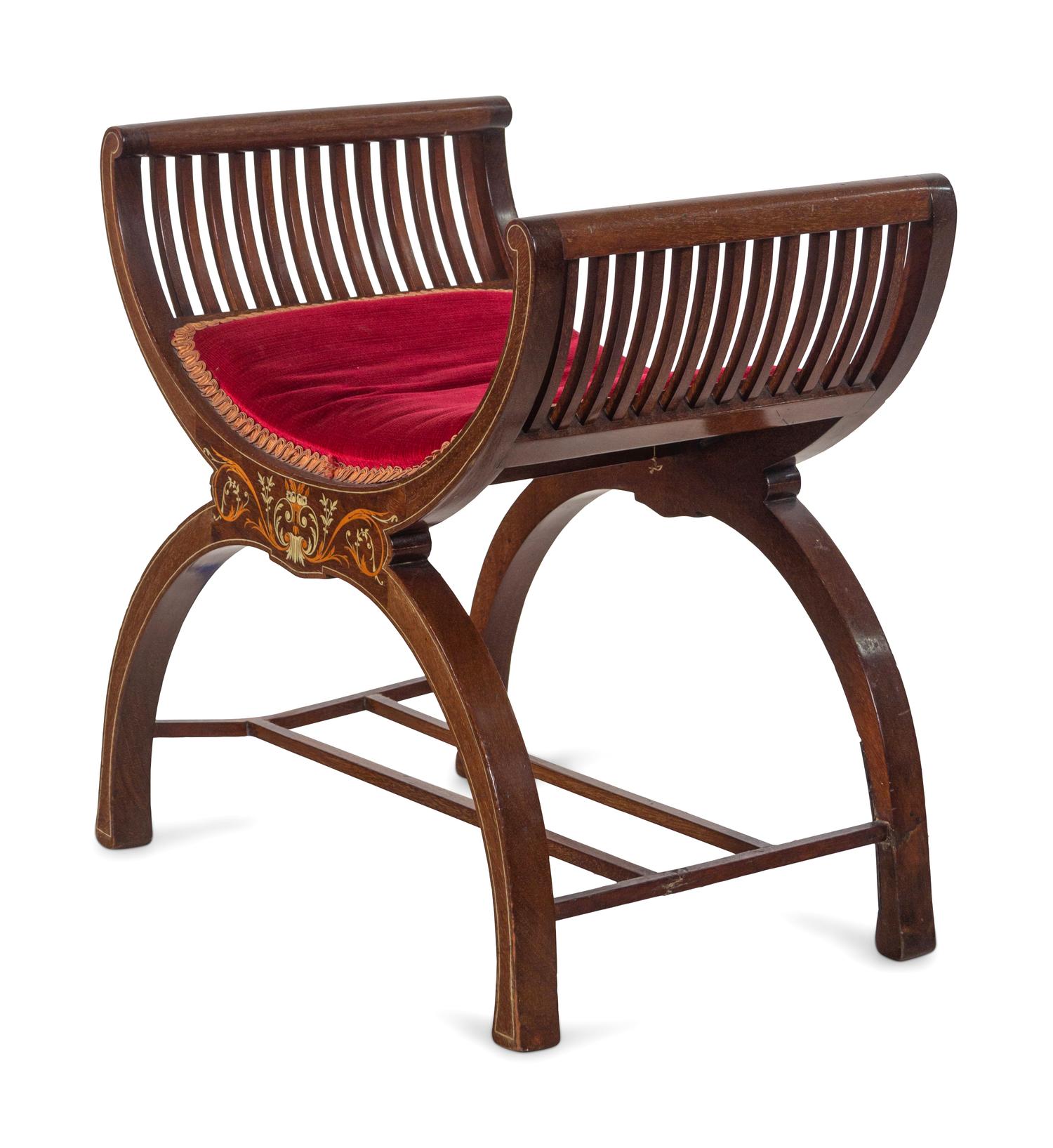 An Italian Marquetry Curule Bench