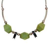 ART DECO, CHROME-PLATED BRASS AND GALALITH NECKLACE