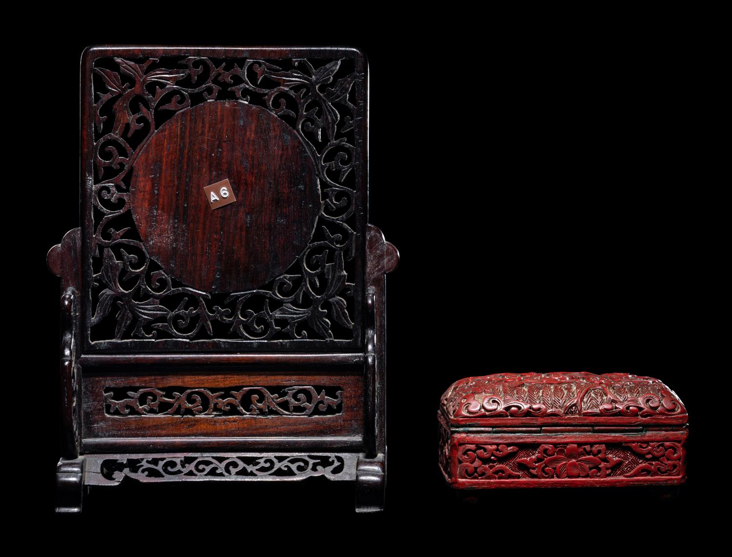 Two Chinese Cinnabar Lacquer Articles
