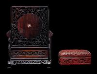Two Chinese Cinnabar Lacquer Articles